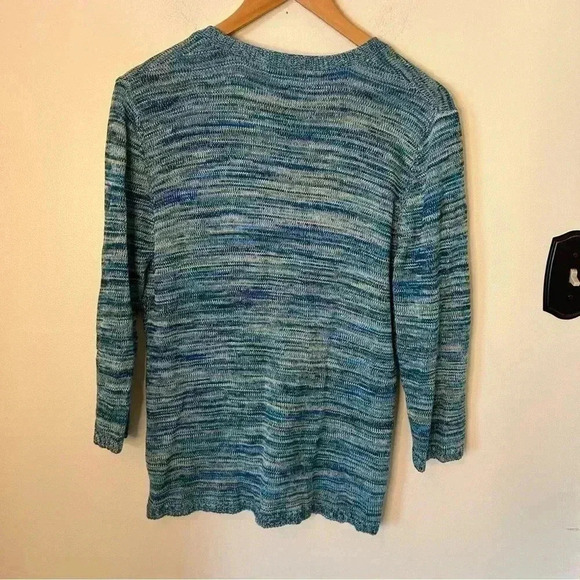 Coldwater Creek Silk and Cotton Blend Multicolor Striped Cardigan Size L - Picture 2 of 5